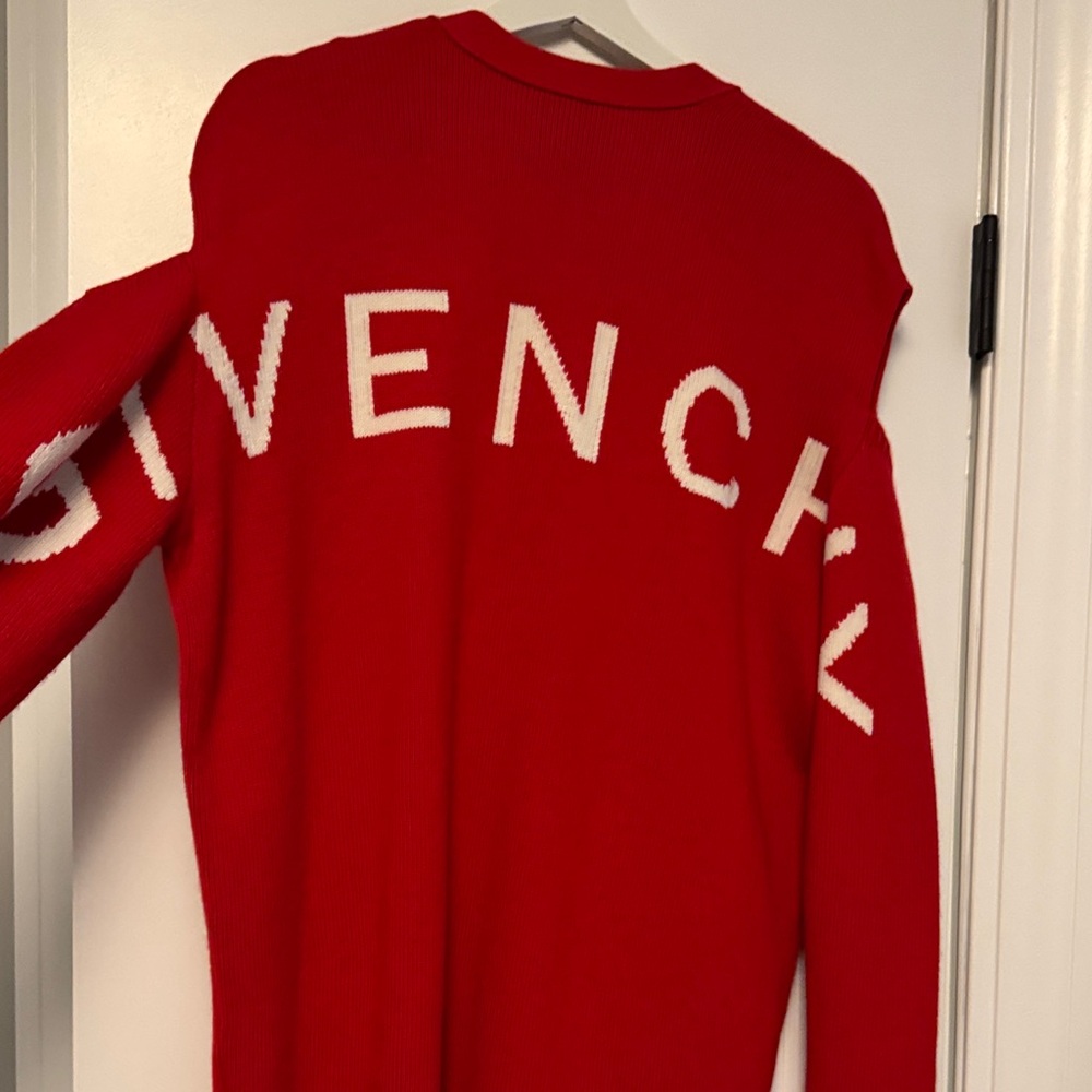 Givenchy Red Sweater Cardigan with White Logo